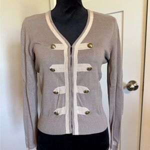 CAbi Women's Taupe and Cream Cardigan Sweater